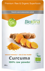 Biotona Curcuma Raw polvo de raiz  bio 200 grs