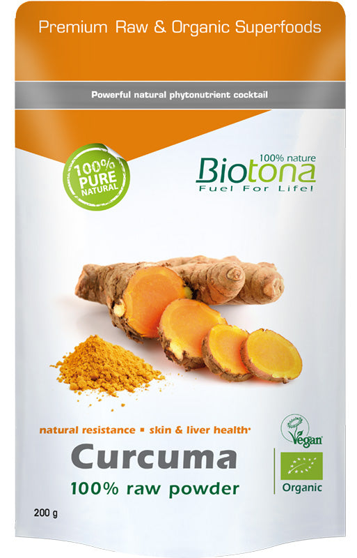 Biotona Curcuma Raw polvo de raiz  bio 200 grs