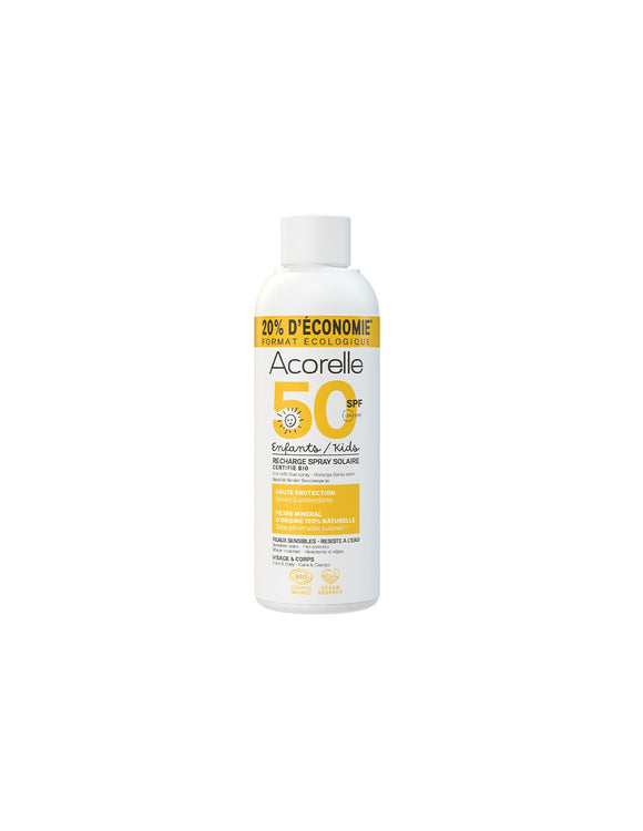 Acorelle Recarga Spray Solar Niños SPF50 + Sésamo y Bisbolol bio 150 ml